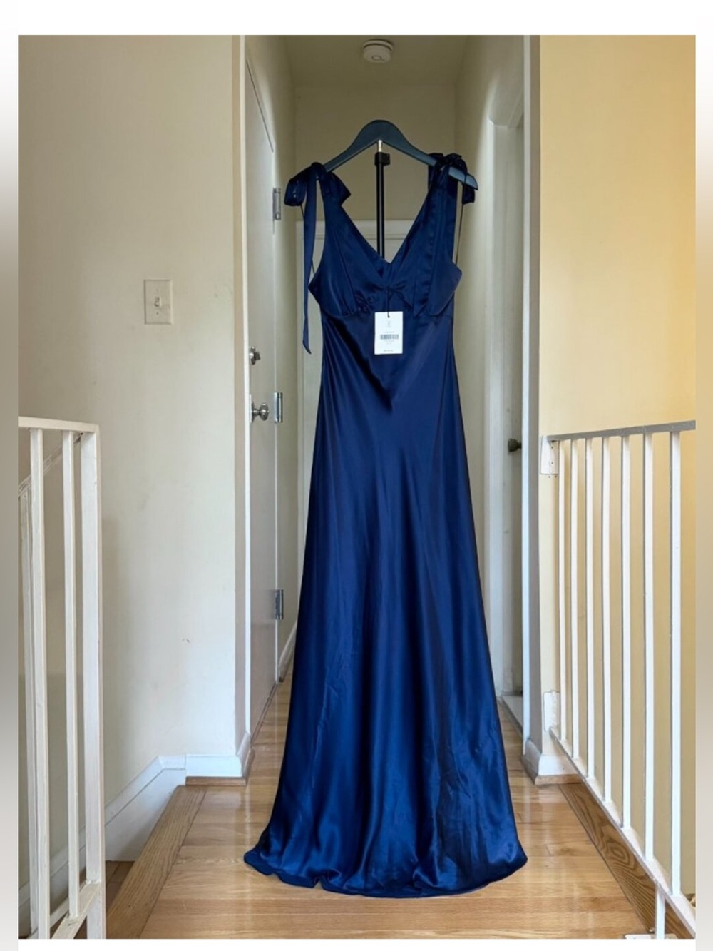 NWT Reformation Pernille Silk Maxi Dress Navy Blue Small - Picture 6 of 17